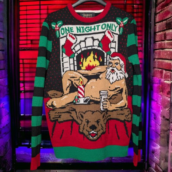Sexy Santa "One Night Only" Christmas Sweater X-Mas - Picture 1 of 5